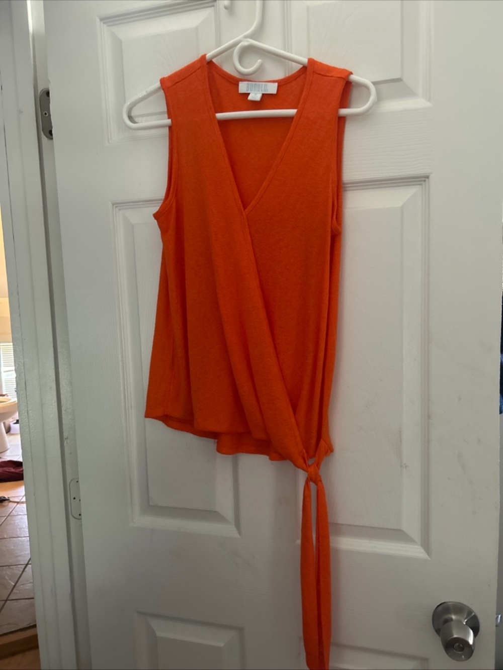 Sleeveless Wrap-Front Camisole with Side Tie in Orange
